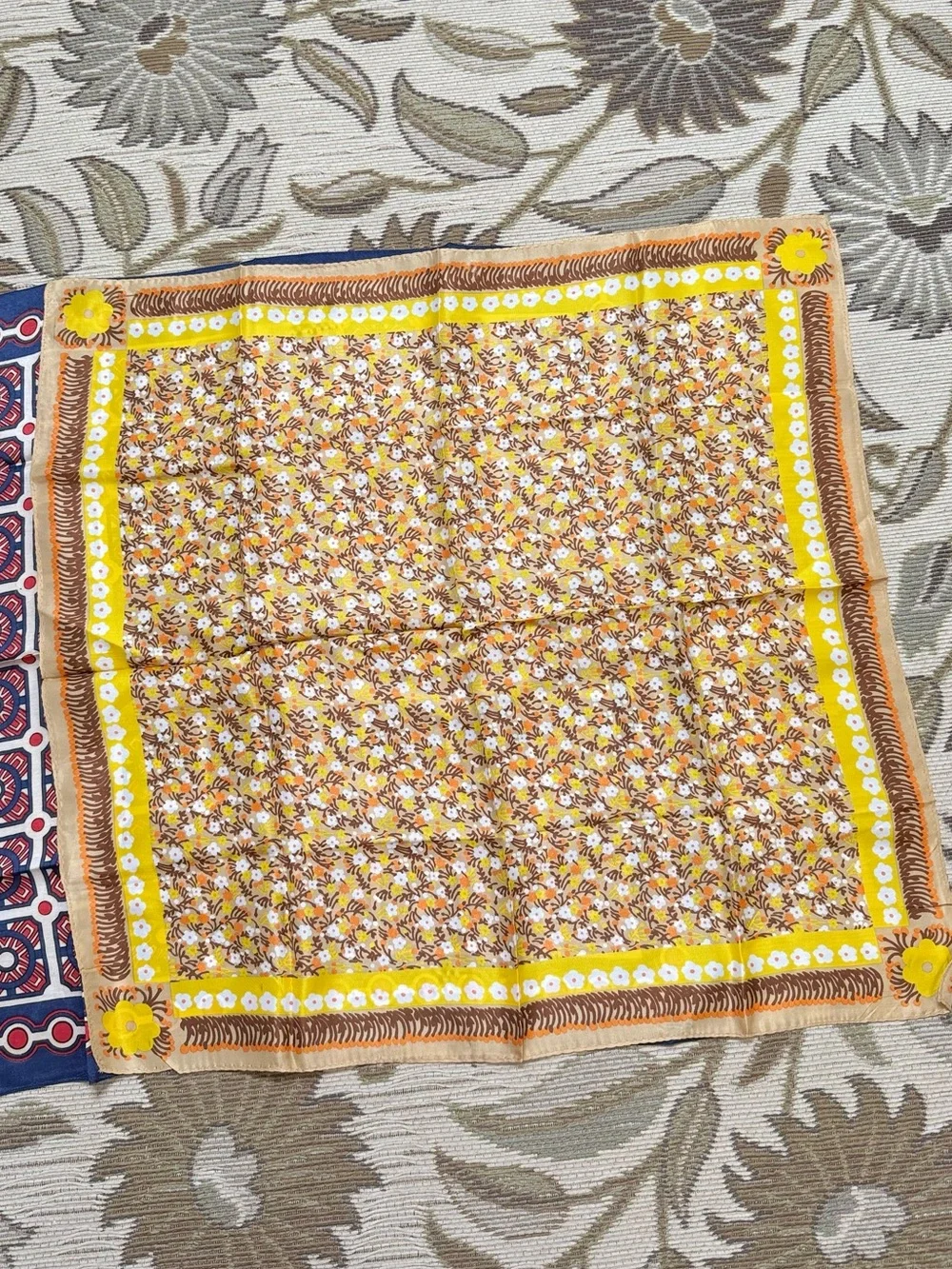 5 Vintage Scarves Head Scarf Floral Geometric Square Japan
